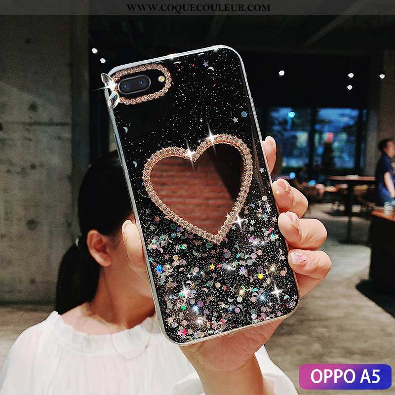 Coque Oppo A5 Mode Personnalité, Housse Oppo A5 Incruster Strass Membrane Verte