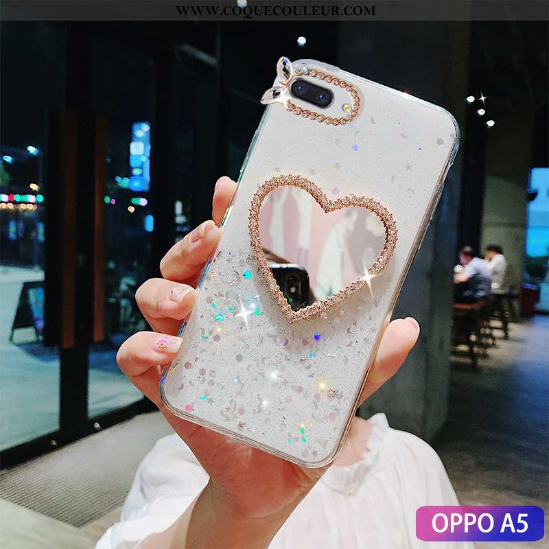 Coque Oppo A5 Mode Personnalité, Housse Oppo A5 Incruster Strass Membrane Verte