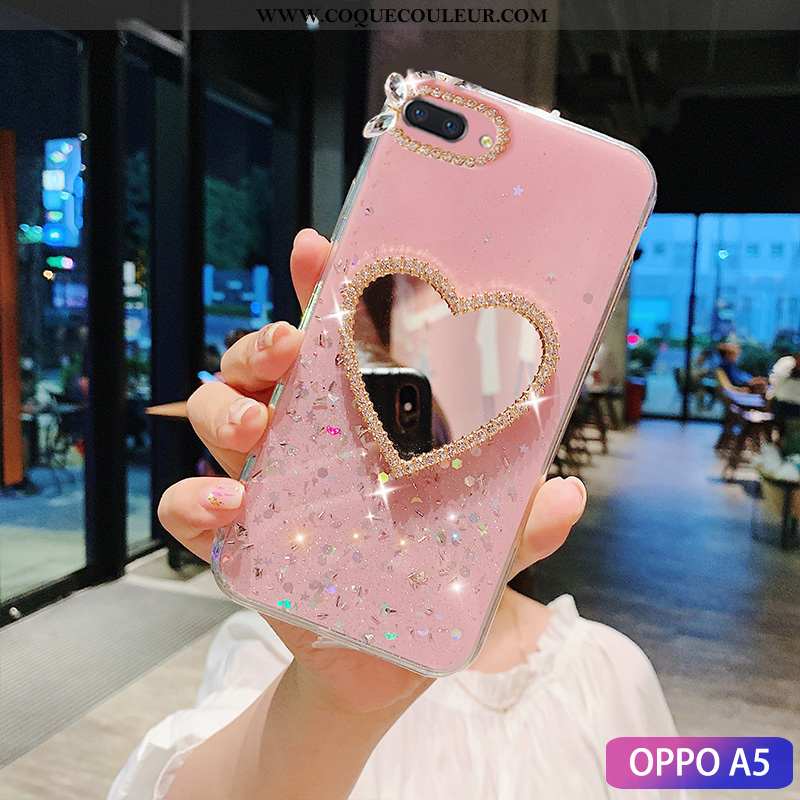 Coque Oppo A5 Mode Personnalité, Housse Oppo A5 Incruster Strass Membrane Verte