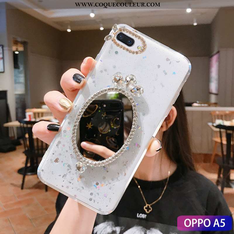 Coque Oppo A5 Mode Personnalité, Housse Oppo A5 Incruster Strass Membrane Verte