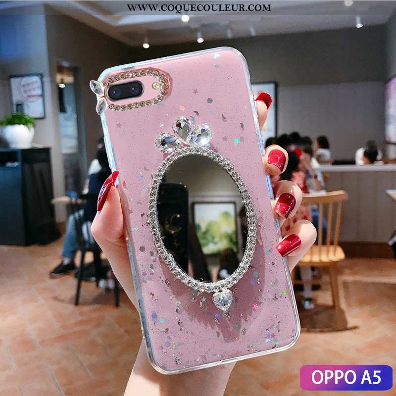 Coque Oppo A5 Mode Personnalité, Housse Oppo A5 Incruster Strass Membrane Verte