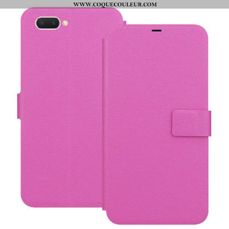 Étui Oppo A5 Cuir Coque Rouge, Oppo A5 Fluide Doux Bordure Rose