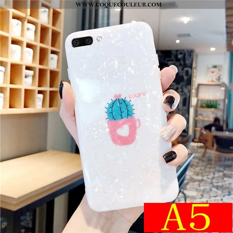 Housse Oppo A5 Fluide Doux Modèle Fleurie Blanc, Étui Oppo A5 Silicone Incassable Blanche