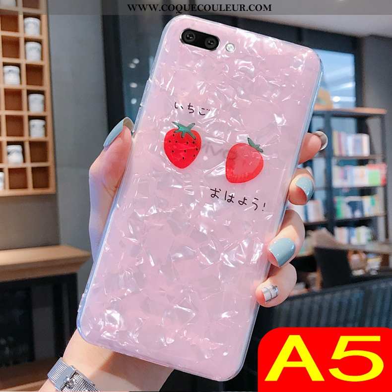 Étui Oppo A5 Tendance Téléphone Portable Transparent, Coque Oppo A5 Fluide Doux Rose