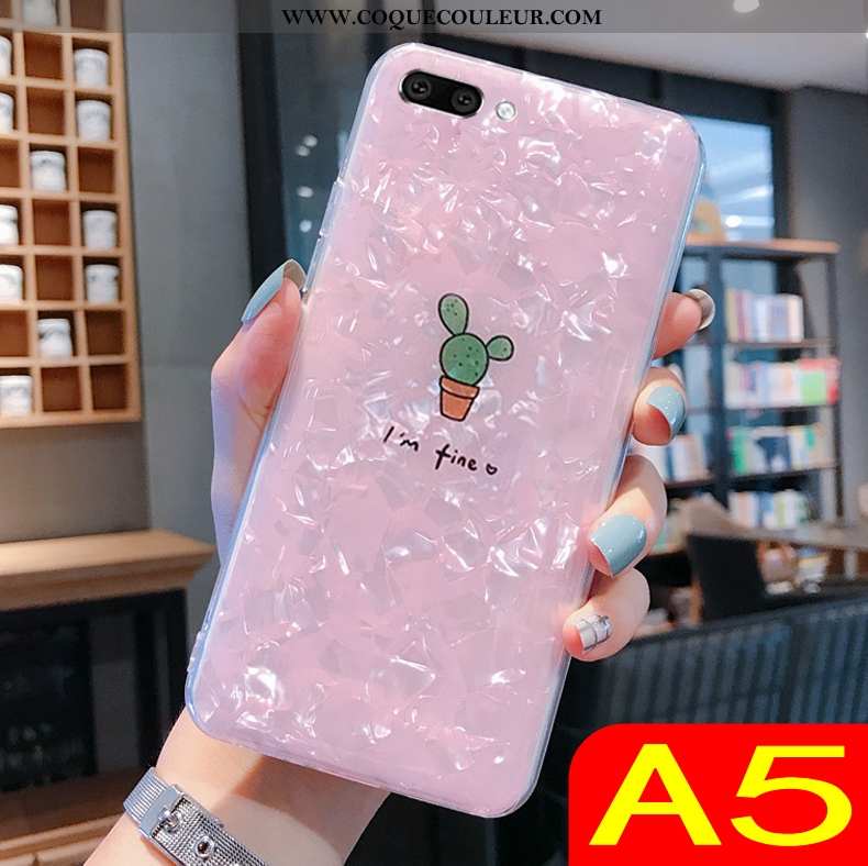 Étui Oppo A5 Tendance Téléphone Portable Transparent, Coque Oppo A5 Fluide Doux Rose