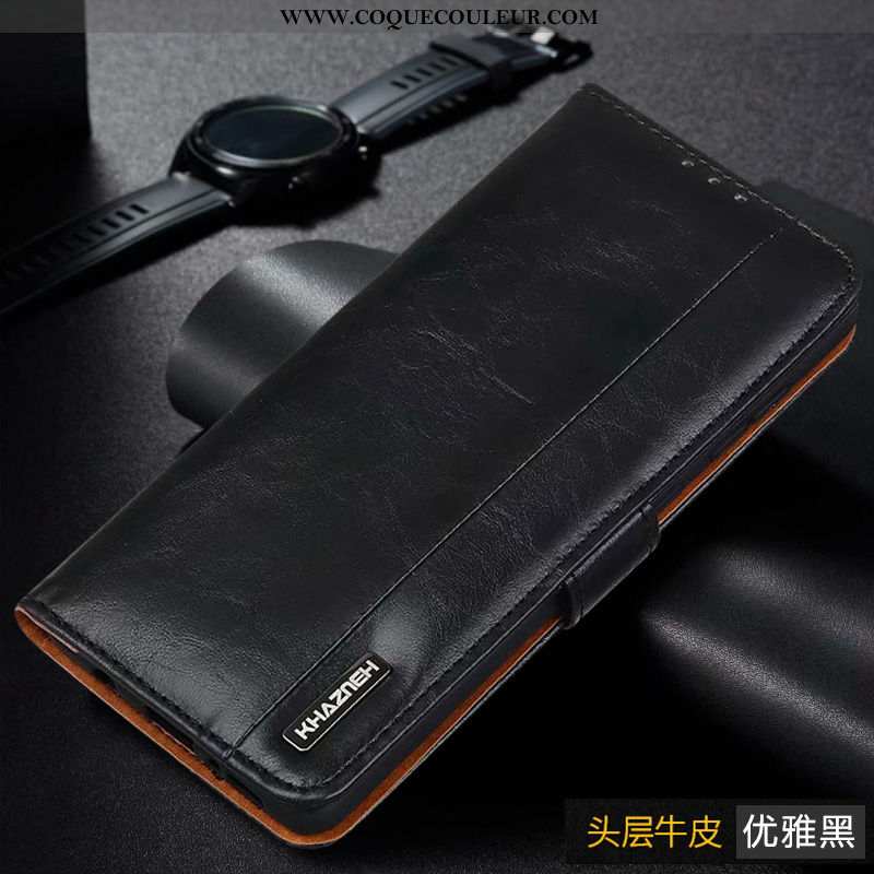 Coque Oppo A5 Cuir Véritable, Housse Oppo A5 Cuir Véritable Étui Marron