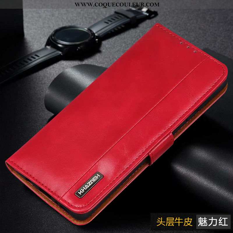 Coque Oppo A5 Cuir Véritable, Housse Oppo A5 Cuir Véritable Étui Marron