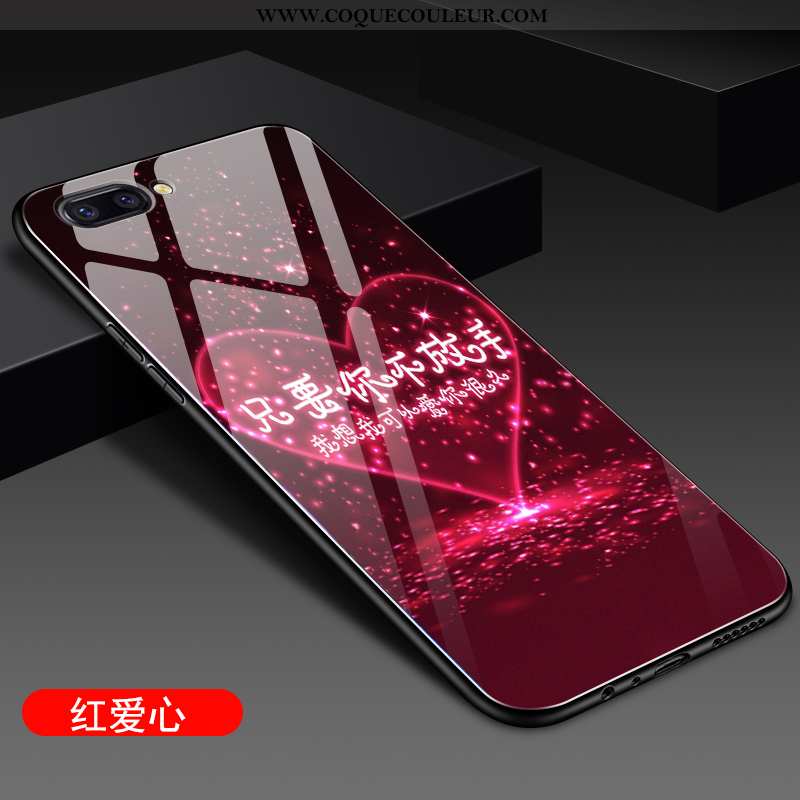 Étui Oppo A5 Protection Net Rouge Miroir, Coque Oppo A5 Verre Téléphone Portable Bleu