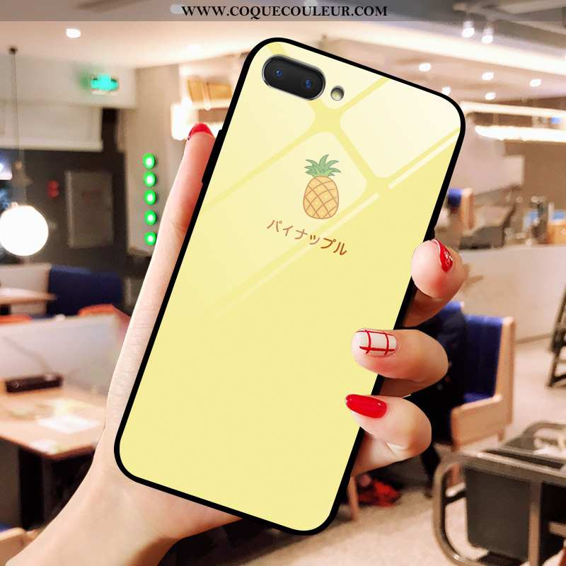 Étui Oppo A5 Charmant Vert Dessin Animé, Coque Oppo A5 Verre Petit Jaune