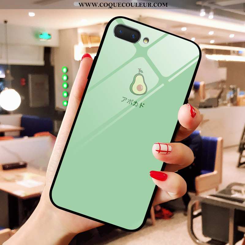 Étui Oppo A5 Charmant Vert Dessin Animé, Coque Oppo A5 Verre Petit Jaune