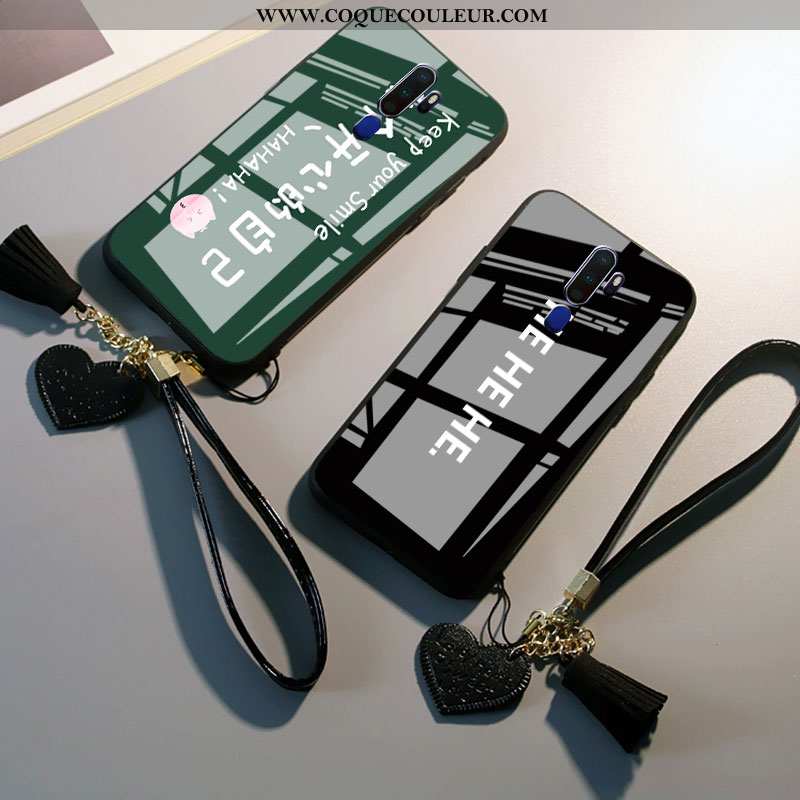 Coque Oppo A9 2020 Verre Étui Tout Compris, Housse Oppo A9 2020 Personnalité Téléphone Portable Noir