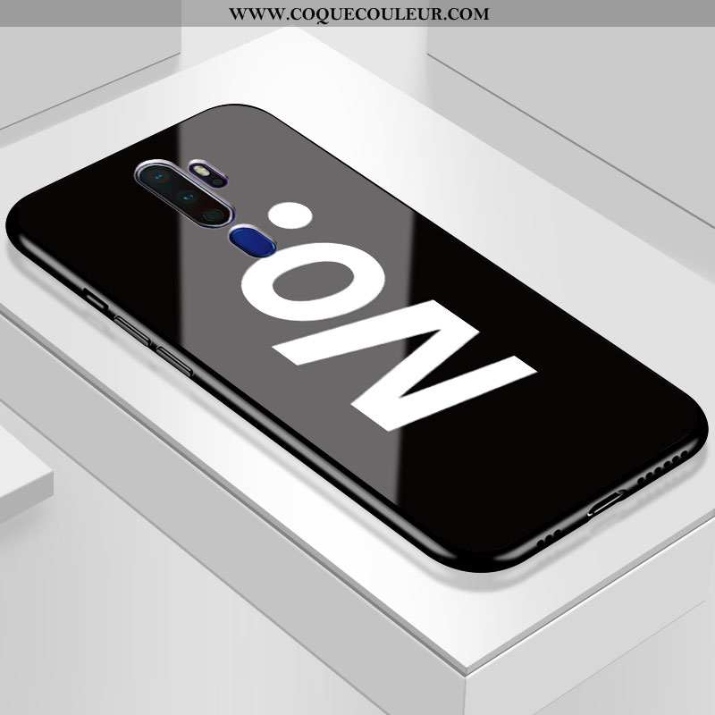 Coque Oppo A9 2020 Verre Étui Tout Compris, Housse Oppo A9 2020 Personnalité Téléphone Portable Noir