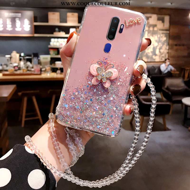 Coque Oppo A9 2020 Protection Petit Tendance, Housse Oppo A9 2020 Créatif Fluide Doux Rose