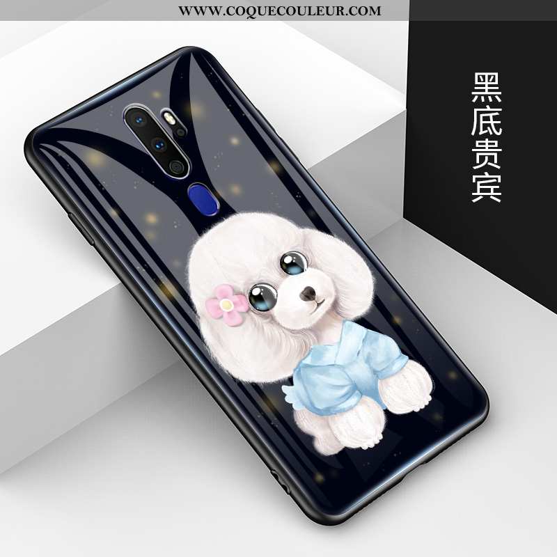 Étui Oppo A9 2020 Fluide Doux Nouveau Verre, Coque Oppo A9 2020 Mode Tendance Noir