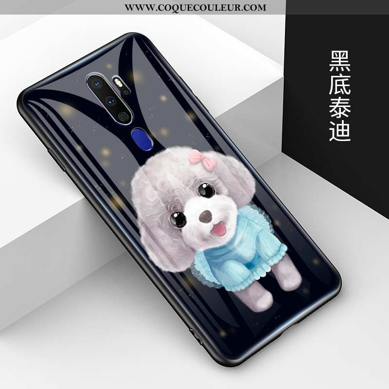 Étui Oppo A9 2020 Fluide Doux Nouveau Verre, Coque Oppo A9 2020 Mode Tendance Noir