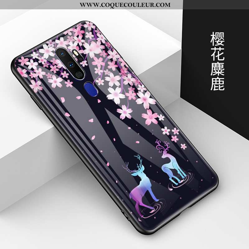 Étui Oppo A9 2020 Fluide Doux Nouveau Verre, Coque Oppo A9 2020 Mode Tendance Noir