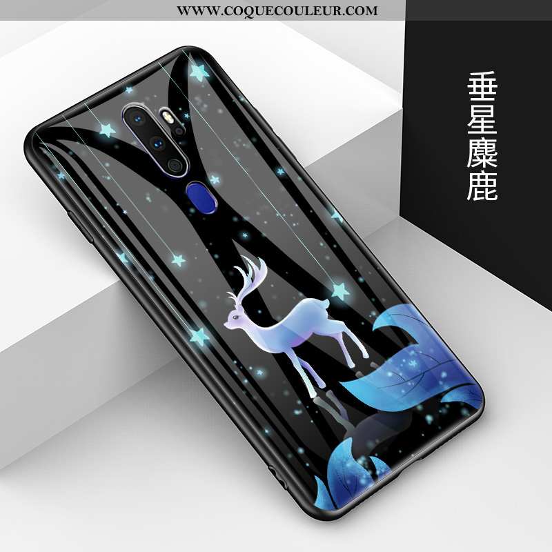 Étui Oppo A9 2020 Fluide Doux Nouveau Verre, Coque Oppo A9 2020 Mode Tendance Noir