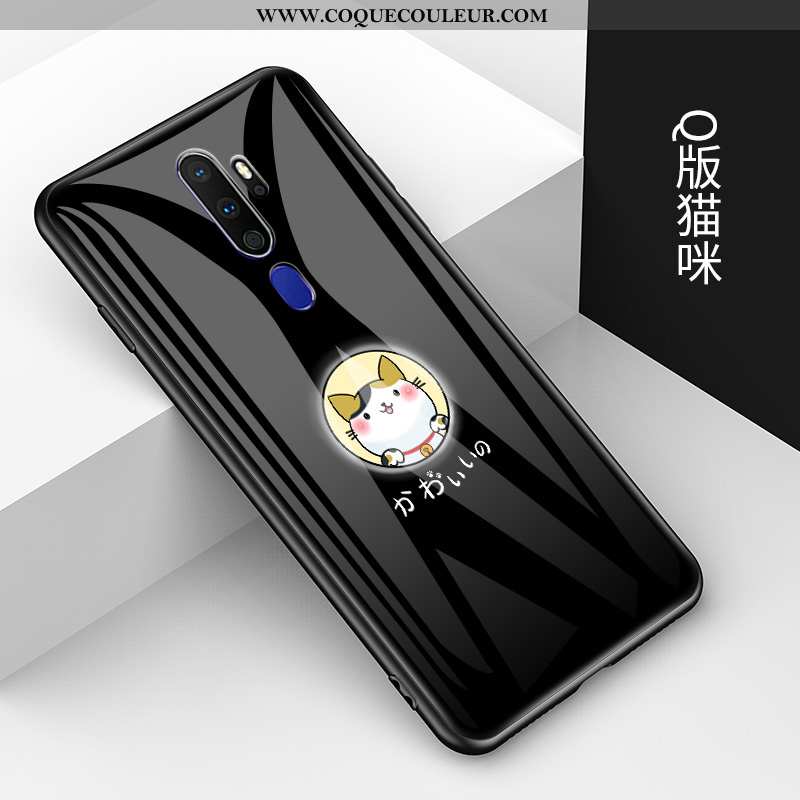 Étui Oppo A9 2020 Fluide Doux Nouveau Verre, Coque Oppo A9 2020 Mode Tendance Noir