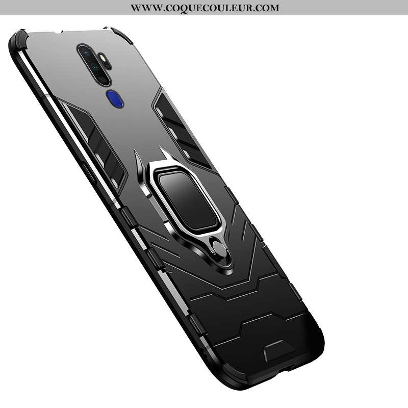 Étui Oppo A9 2020 Protection Support Coque, Coque Oppo A9 2020 Couleur Unie Téléphone Portable Noir
