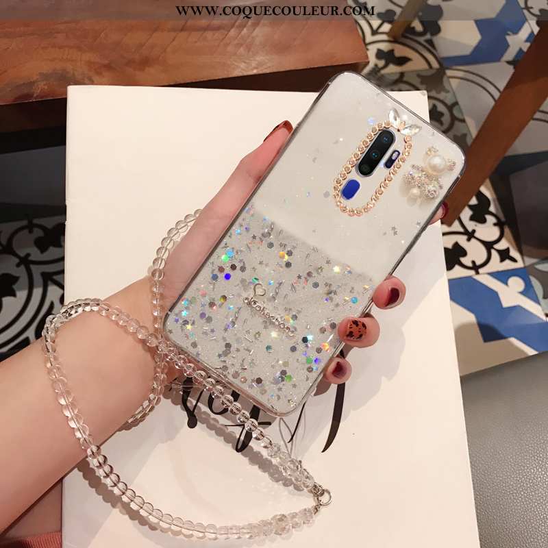 Coque Oppo A9 2020 Strass Étui Europe, Housse Oppo A9 2020 Personnalité Fluide Doux Verte