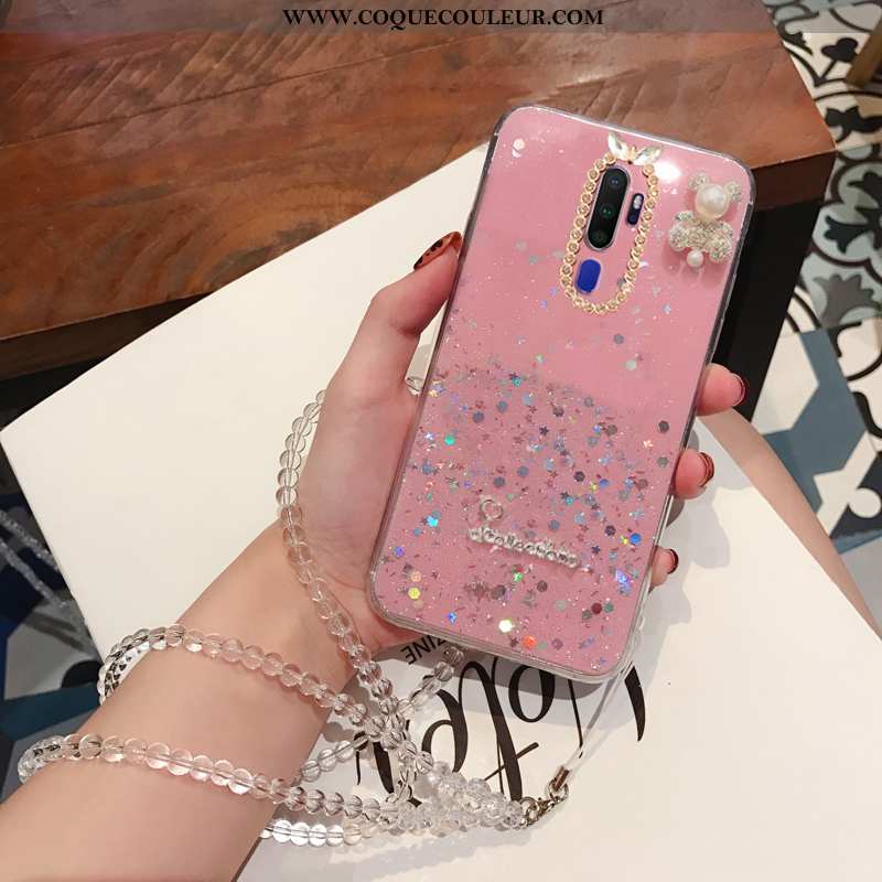 Coque Oppo A9 2020 Strass Étui Europe, Housse Oppo A9 2020 Personnalité Fluide Doux Verte