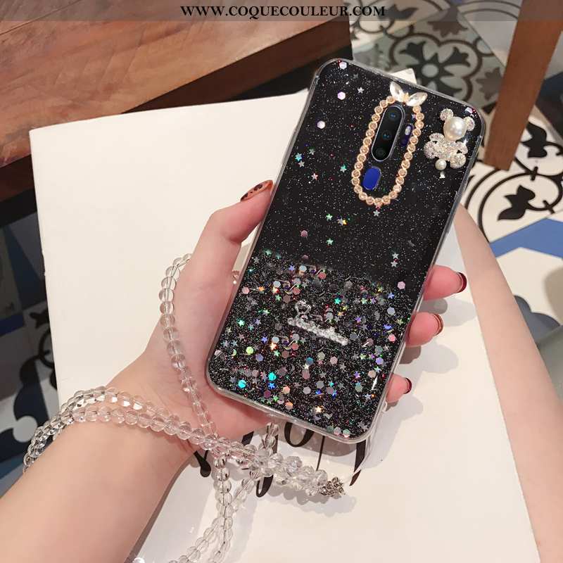 Coque Oppo A9 2020 Strass Étui Europe, Housse Oppo A9 2020 Personnalité Fluide Doux Verte