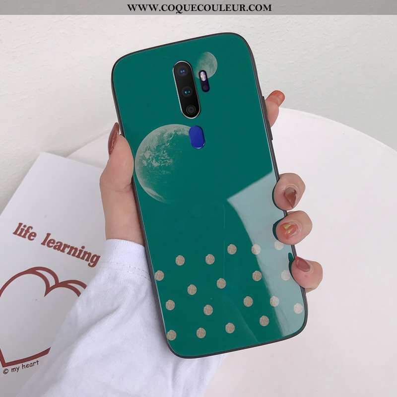 Étui Oppo A9 2020 Personnalité Support Étui, Coque Oppo A9 2020 Dessin Animé Téléphone Portable Vert