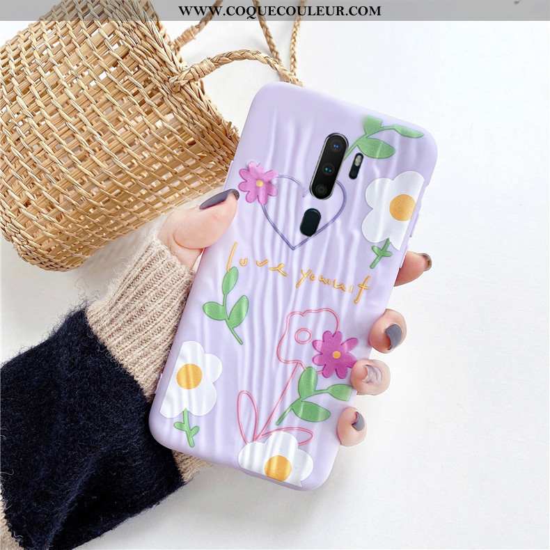 Housse Oppo A9 2020 Dessin Animé Fleurs Coque, Étui Oppo A9 2020 Tendance Silicone Verte