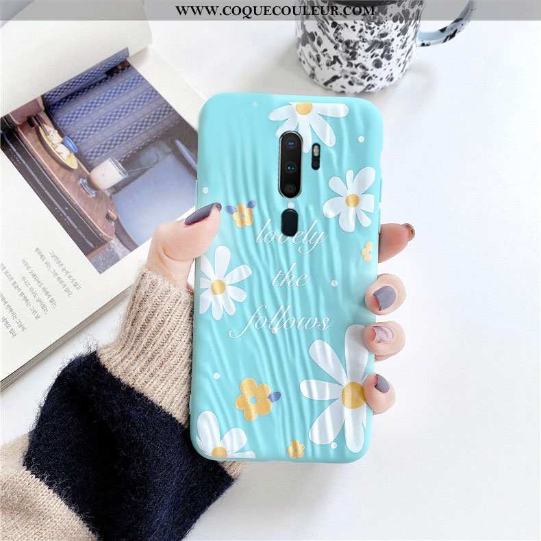 Housse Oppo A9 2020 Dessin Animé Fleurs Coque, Étui Oppo A9 2020 Tendance Silicone Verte