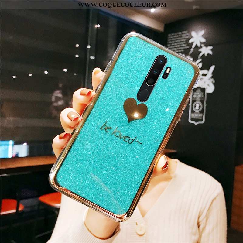 Étui Oppo A9 2020 Tendance Amour Bleu, Coque Oppo A9 2020 Silicone Créatif Bleu