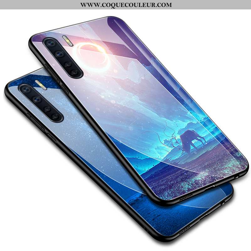 Étui Oppo A91 Protection Ciel Étoilé Net Rouge, Coque Oppo A91 Verre Téléphone Portable Violet