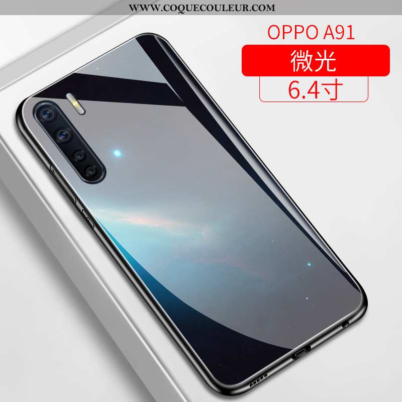 Étui Oppo A91 Protection Ciel Étoilé Net Rouge, Coque Oppo A91 Verre Téléphone Portable Violet