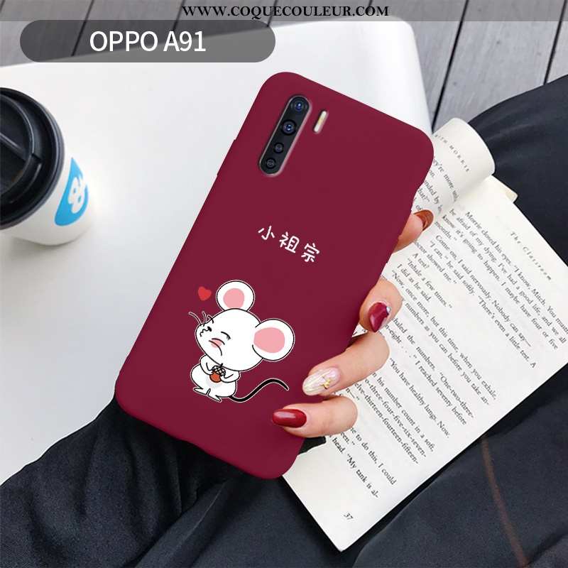 Coque Oppo A91 Créatif Nouveau Délavé En Daim, Housse Oppo A91 Charmant Fluide Doux Rouge