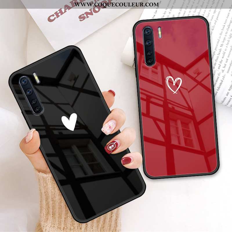 Étui Oppo A91 Protection Coque Simple, Oppo A91 Verre Créatif Noir