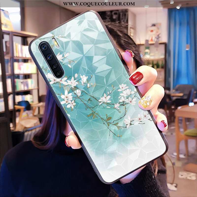 Étui Oppo A91 Modèle Fleurie Coque Simple, Oppo A91 Protection Vert Verte