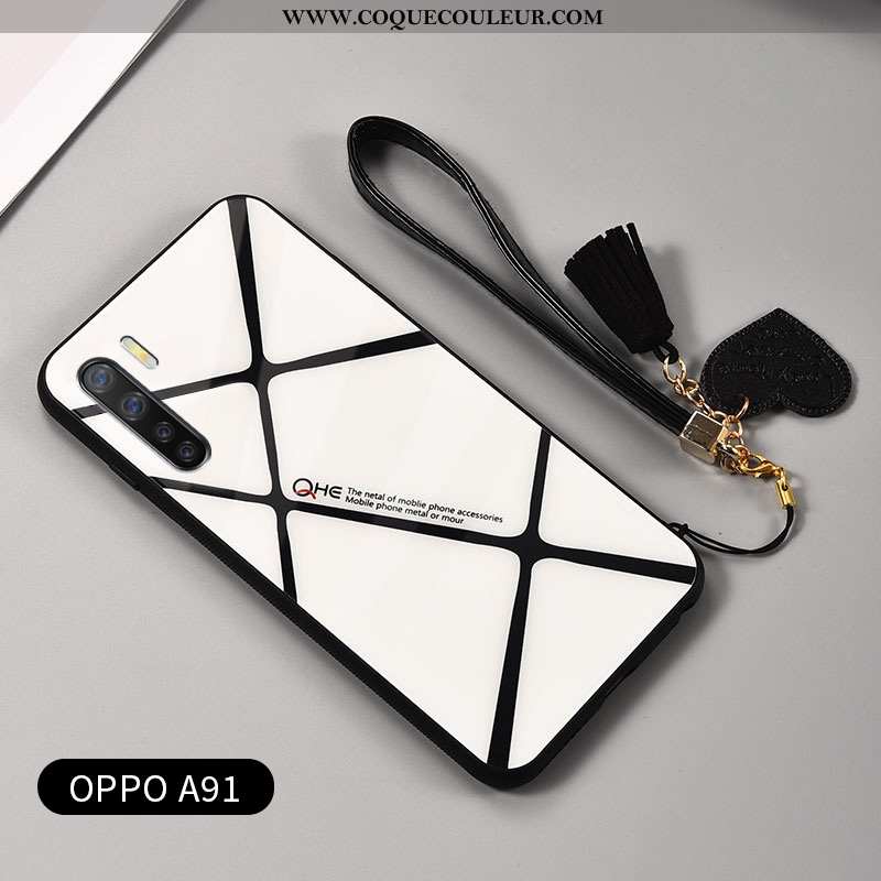 Coque Oppo A91 Tendance Noir Plaid, Housse Oppo A91 Légère Tout Compris