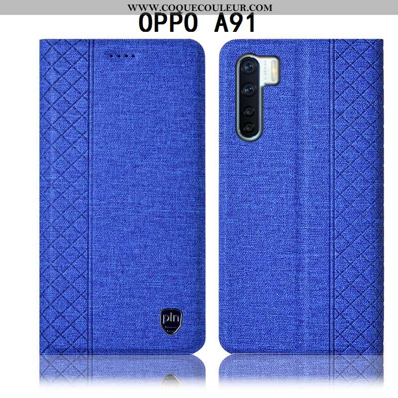 Housse Oppo A91 Cuir Étui Téléphone Portable, Oppo A91 Protection Noir