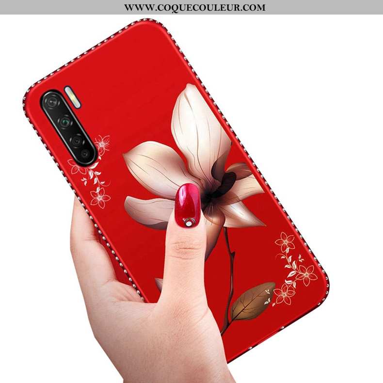 Housse Oppo A91 Tendance Protection Net Rouge, Étui Oppo A91 Fluide Doux Rouge