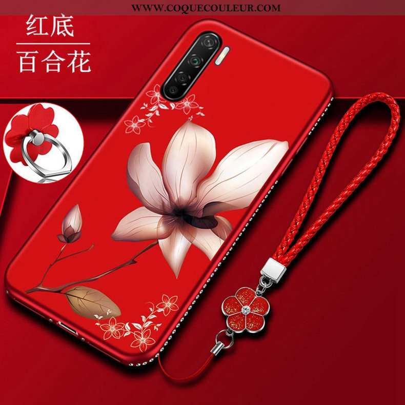 Housse Oppo A91 Tendance Protection Net Rouge, Étui Oppo A91 Fluide Doux Rouge