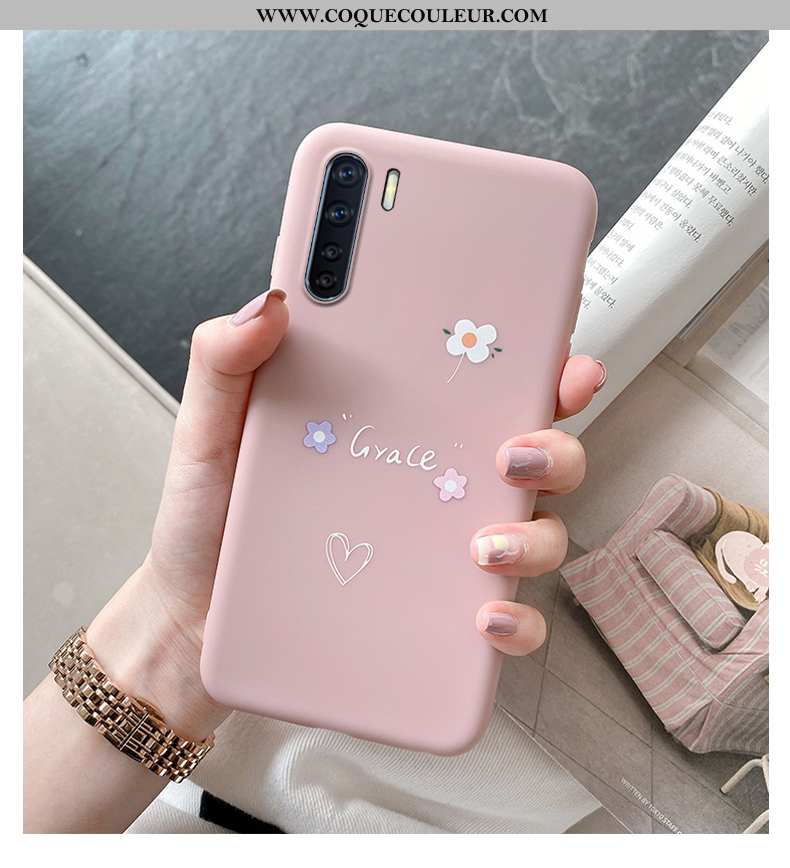 Coque Oppo A91 Ultra Simple Délavé En Daim, Housse Oppo A91 Tendance Protection Verte