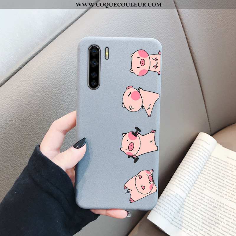 Étui Oppo A91 Dessin Animé Silicone Fluide Doux, Coque Oppo A91 Charmant Délavé En Daim Gris