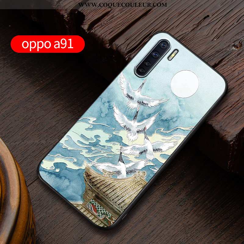 Housse Oppo A91 Silicone Délavé En Daim Personnalisé, Étui Oppo A91 Protection Téléphone Portable Bl