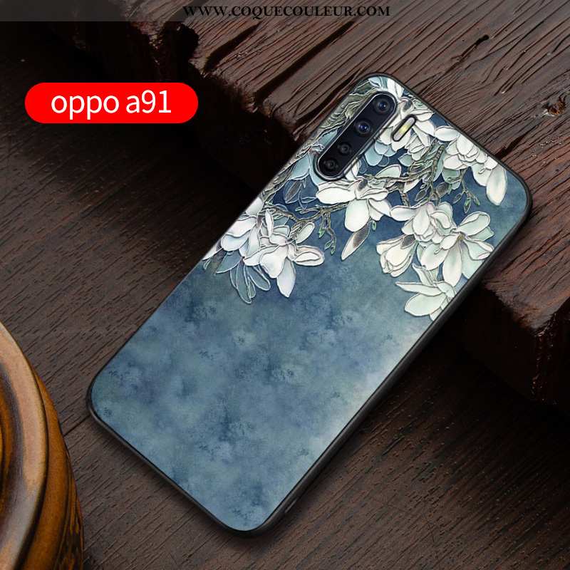 Housse Oppo A91 Silicone Délavé En Daim Personnalisé, Étui Oppo A91 Protection Téléphone Portable Bl