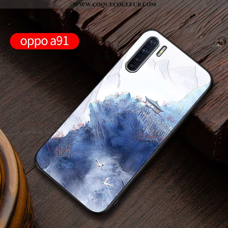 Housse Oppo A91 Silicone Délavé En Daim Personnalisé, Étui Oppo A91 Protection Téléphone Portable Bl