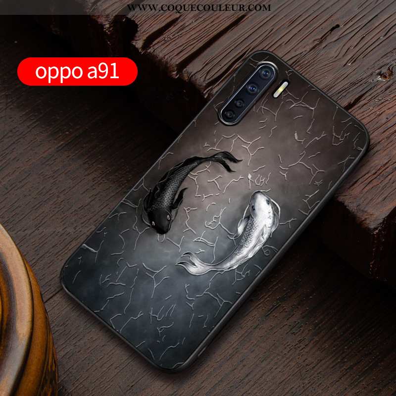 Housse Oppo A91 Silicone Délavé En Daim Personnalisé, Étui Oppo A91 Protection Téléphone Portable Bl