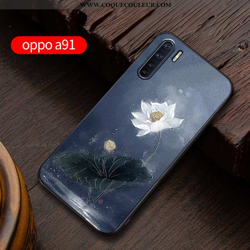 Housse Oppo A91 Silicone Délavé En Daim Personnalisé, Étui Oppo A91 Protection Téléphone Portable Bl