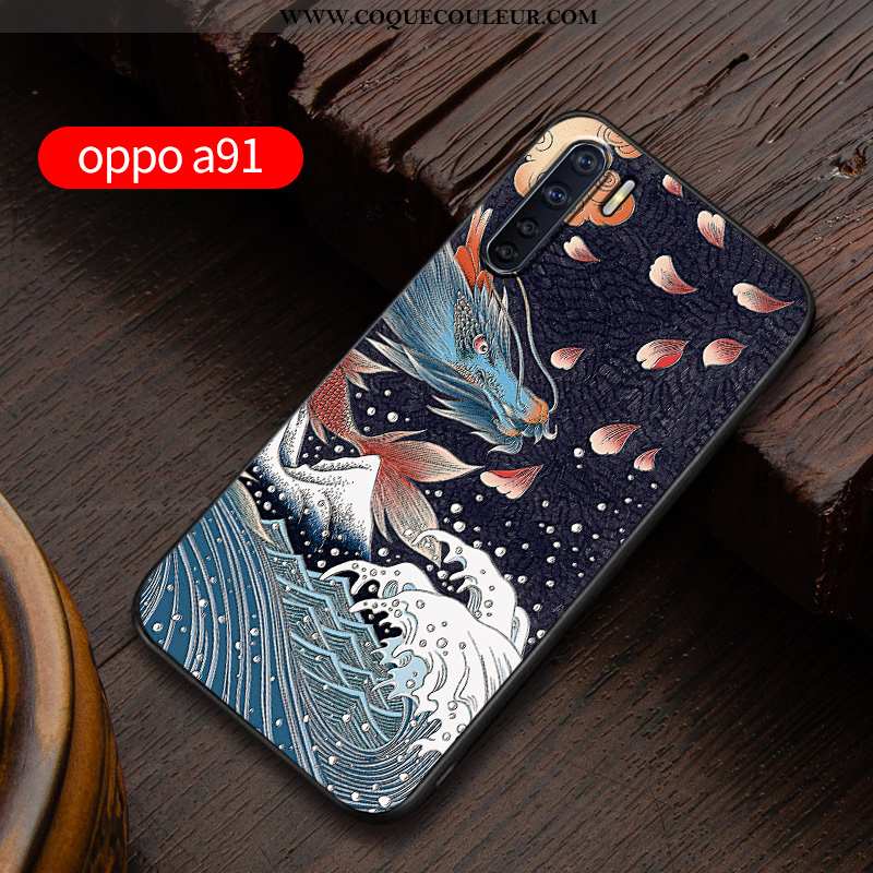 Housse Oppo A91 Silicone Délavé En Daim Personnalisé, Étui Oppo A91 Protection Téléphone Portable Bl