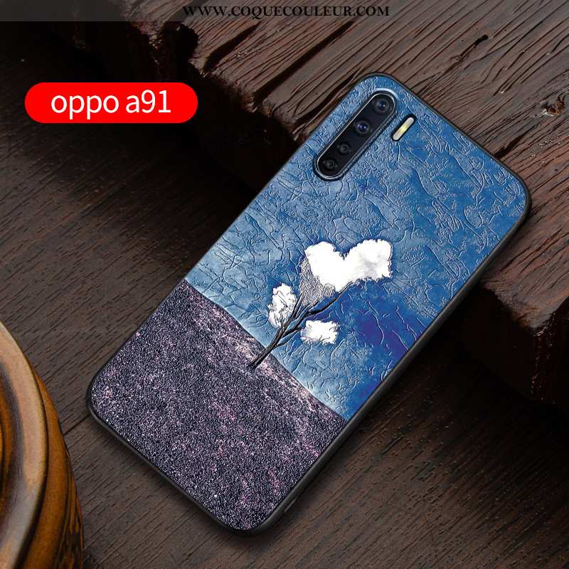 Housse Oppo A91 Silicone Délavé En Daim Personnalisé, Étui Oppo A91 Protection Téléphone Portable Bl