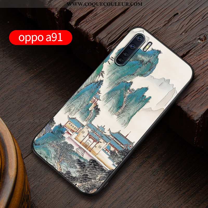 Housse Oppo A91 Silicone Délavé En Daim Personnalisé, Étui Oppo A91 Protection Téléphone Portable Bl