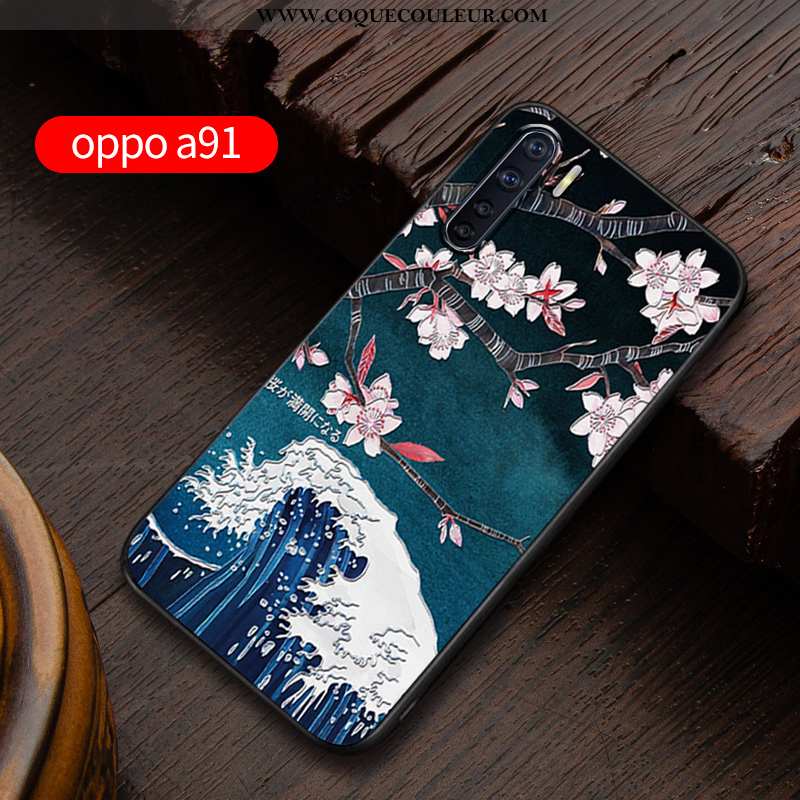 Housse Oppo A91 Silicone Délavé En Daim Personnalisé, Étui Oppo A91 Protection Téléphone Portable Bl